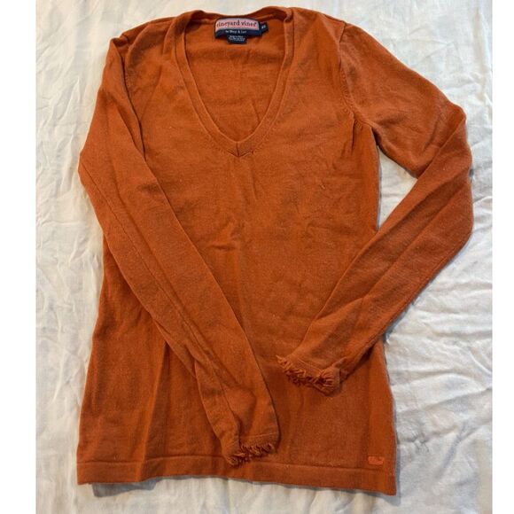 Vineyard Vines Cashmere & Merino Wool Sweater in Orange - Womens XS - Picture 3 of 5